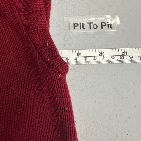 Chicos Womens Sweater Vest Size 1 US M Sleeveless‎ Knit Red Layering Pocket Cozy - Picture 5 of 7